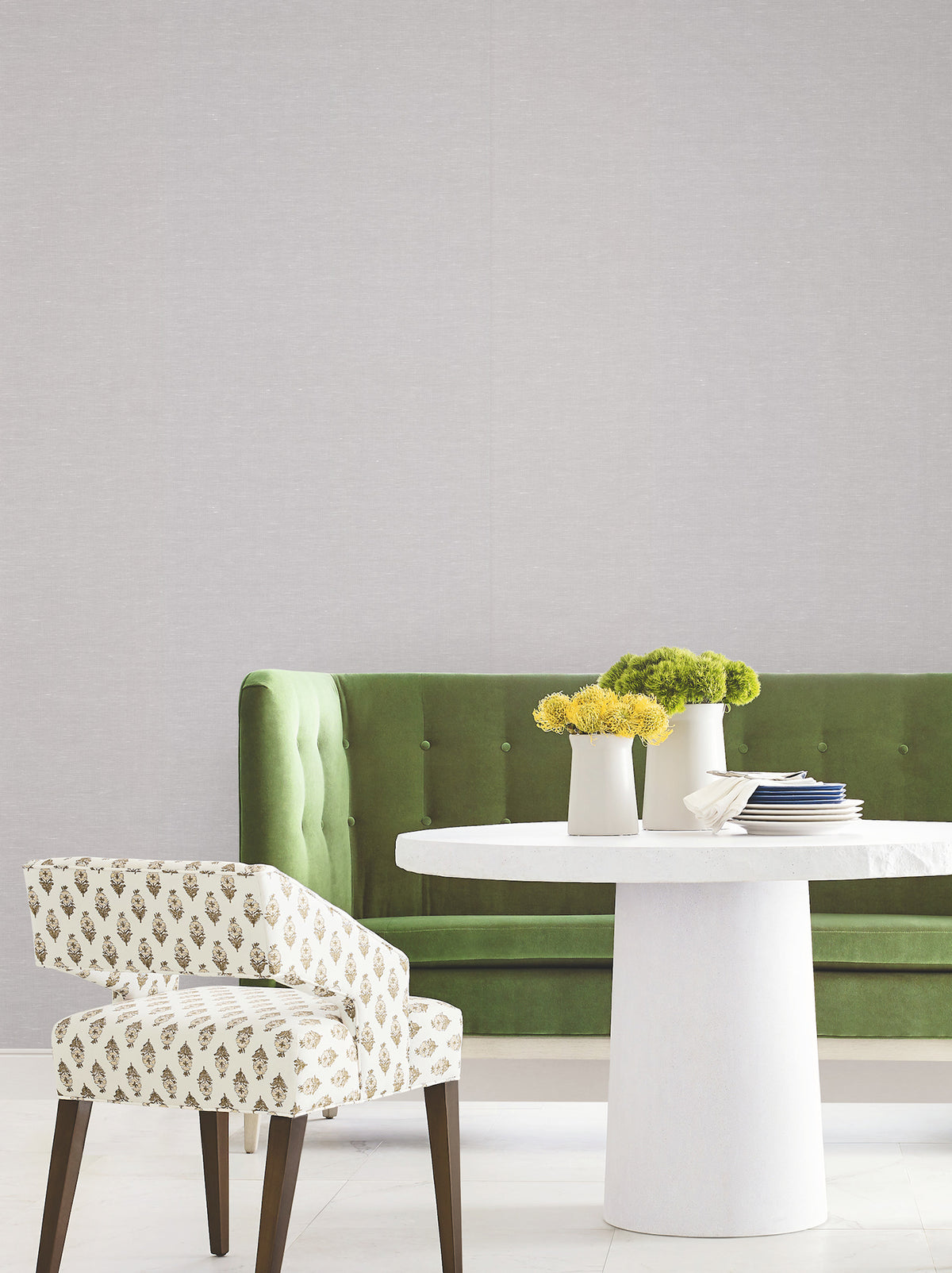 Hempfield Weave Wallpaper - Light Grey room setting