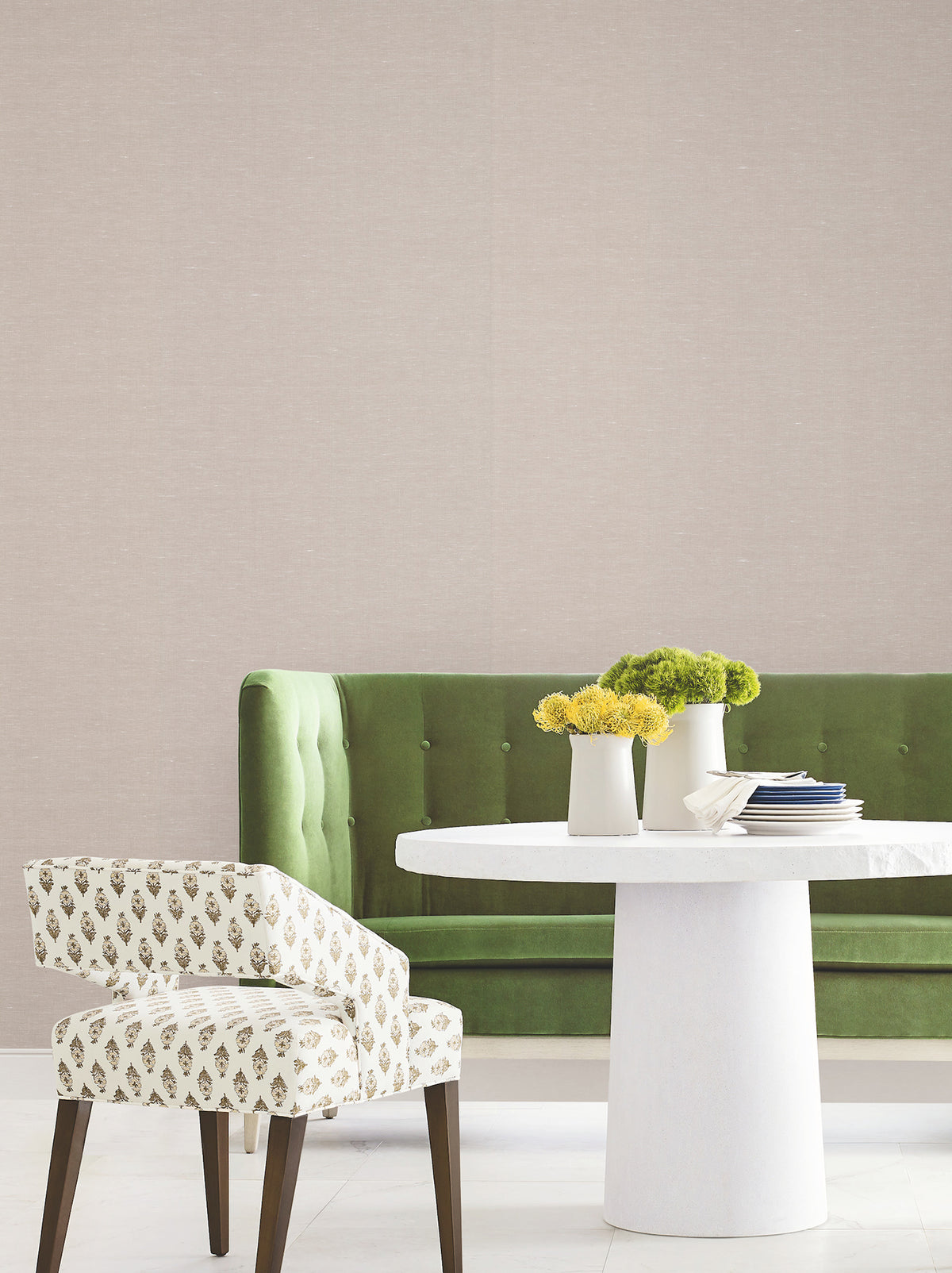 Hempfield Weave Wallpaper - Beige room setting
