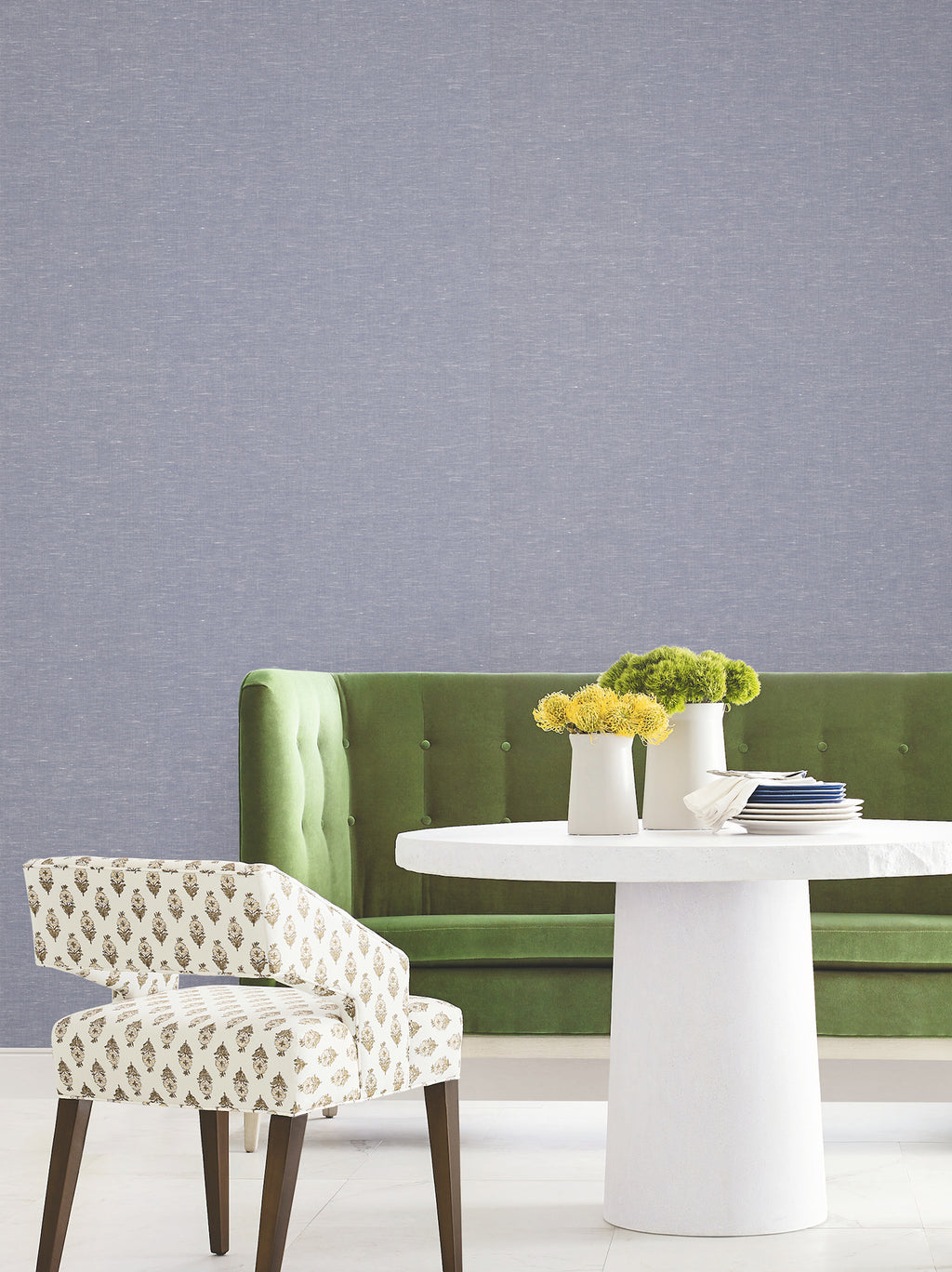 Hempfield Weave Wallpaper - Blue room setting