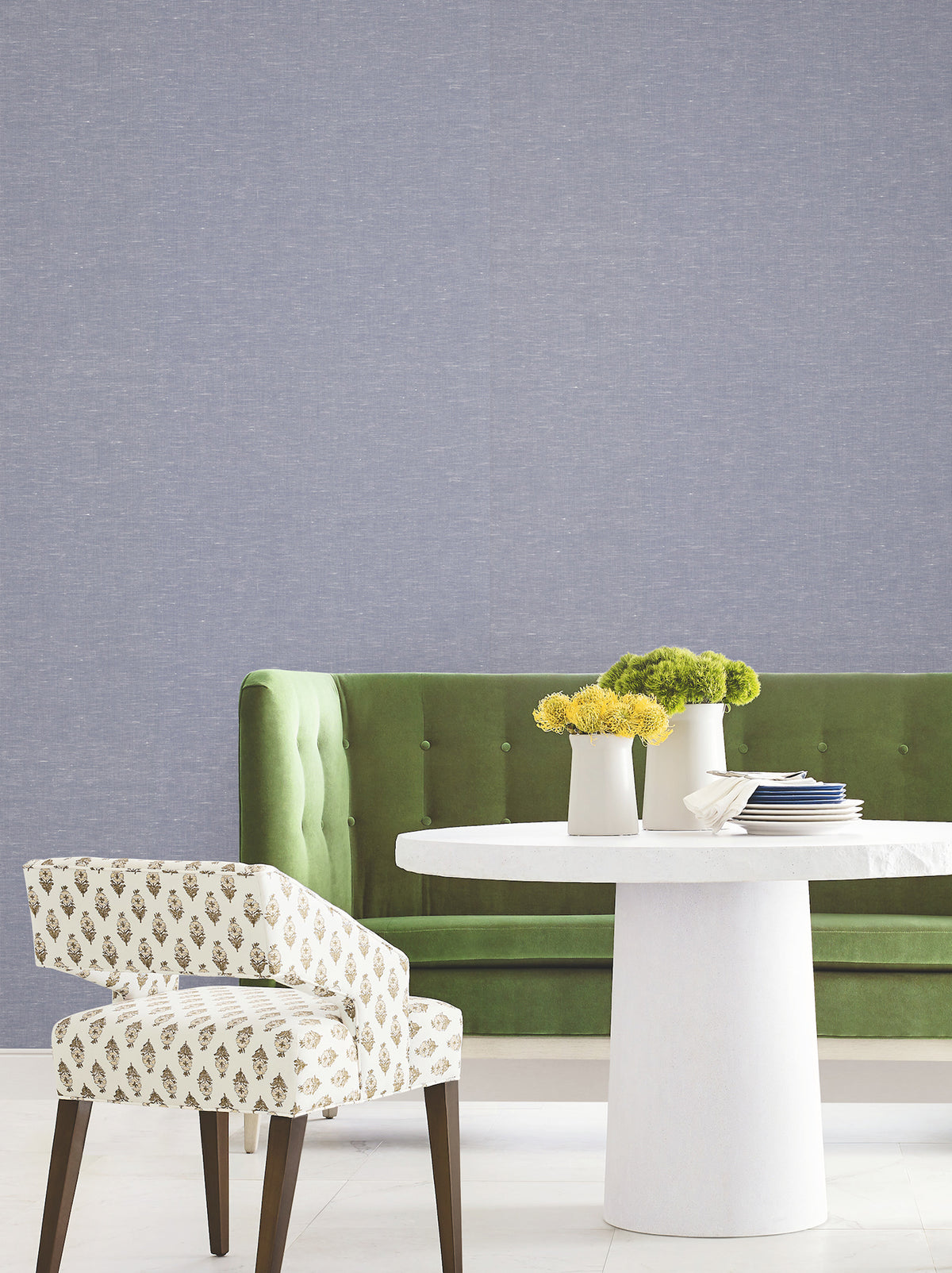 Hempfield Weave Wallpaper - Blue room setting