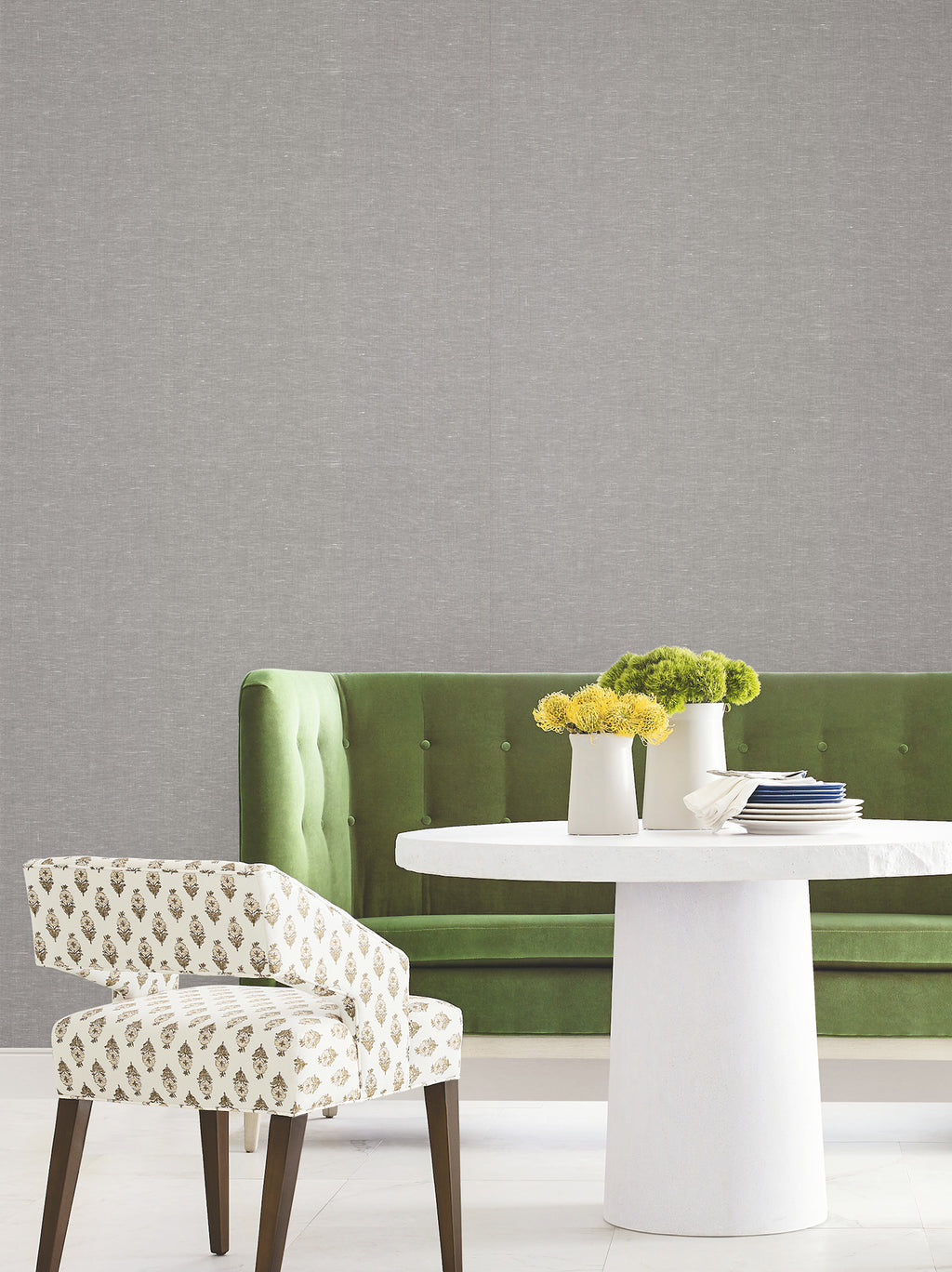 Hempfield Weave Wallpaper - Charcoal room setting
