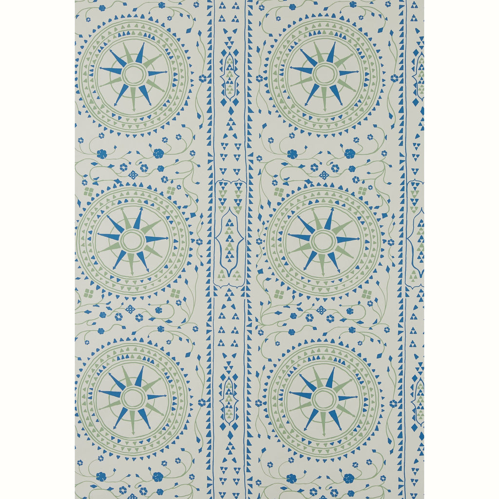 Leila Wallpaper by Peter Dunham - Blue/Pink on White
