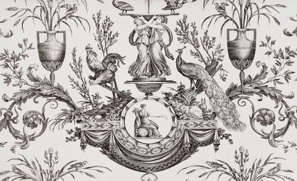 Fontaine et animaux wallpaper in Noir/blanc