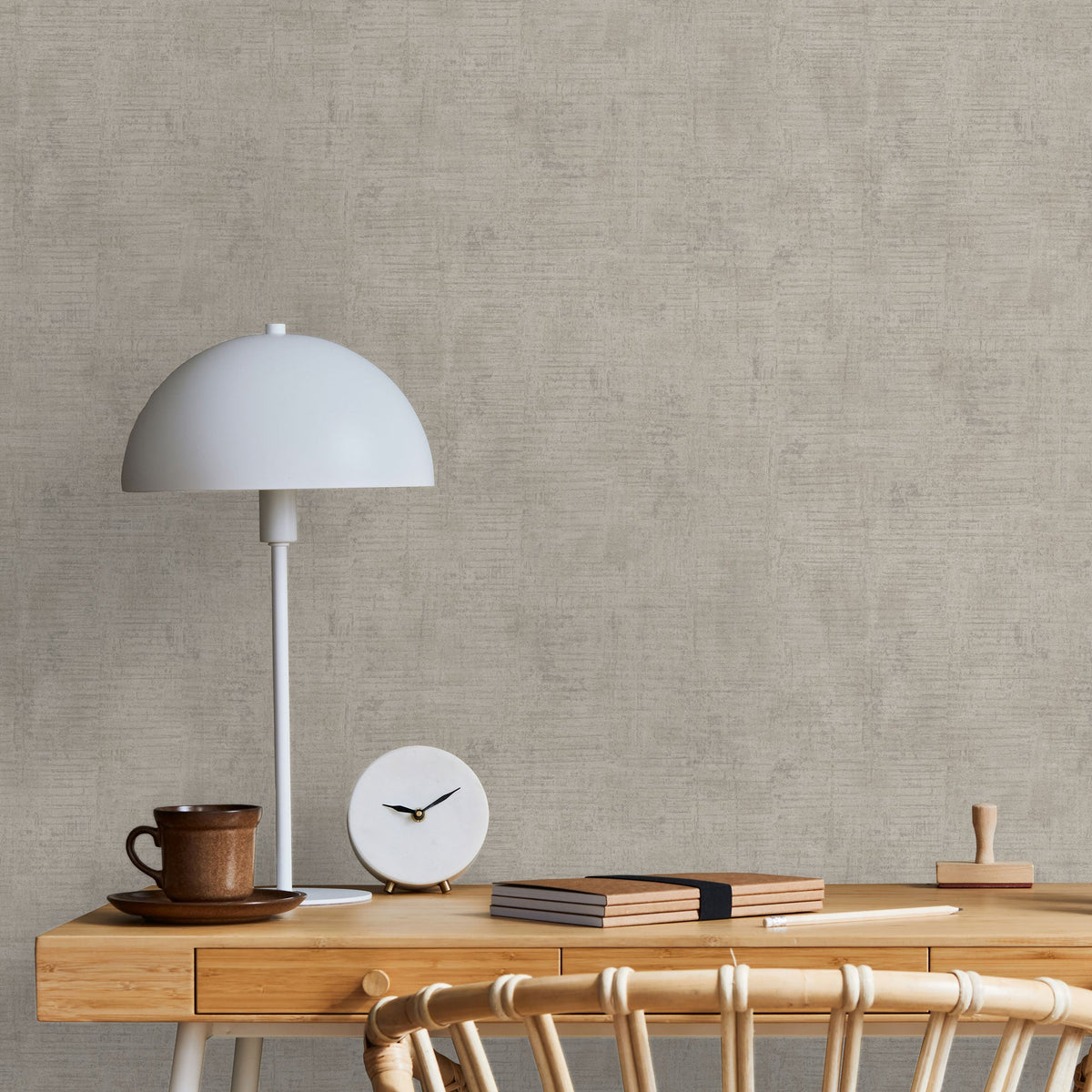 Makoba Horizontal Texture Wallpaper - Grey Taupe room view