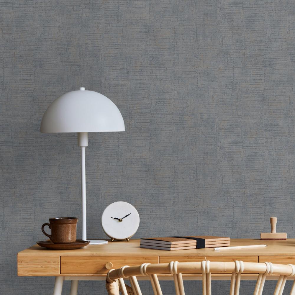Makoba Horizontal Texture Wallpaper - Dark Grey room view