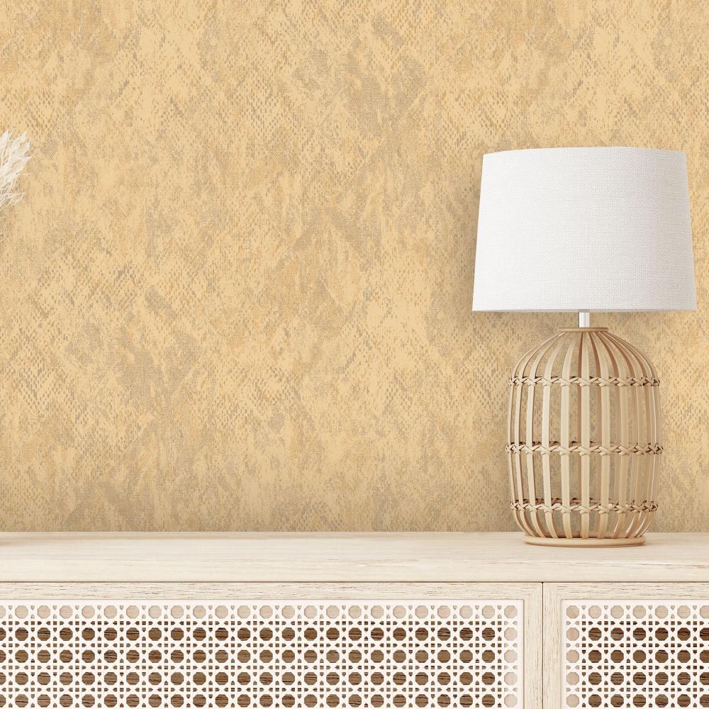 Python Diamond Texture Wallpaper - Yellow room view