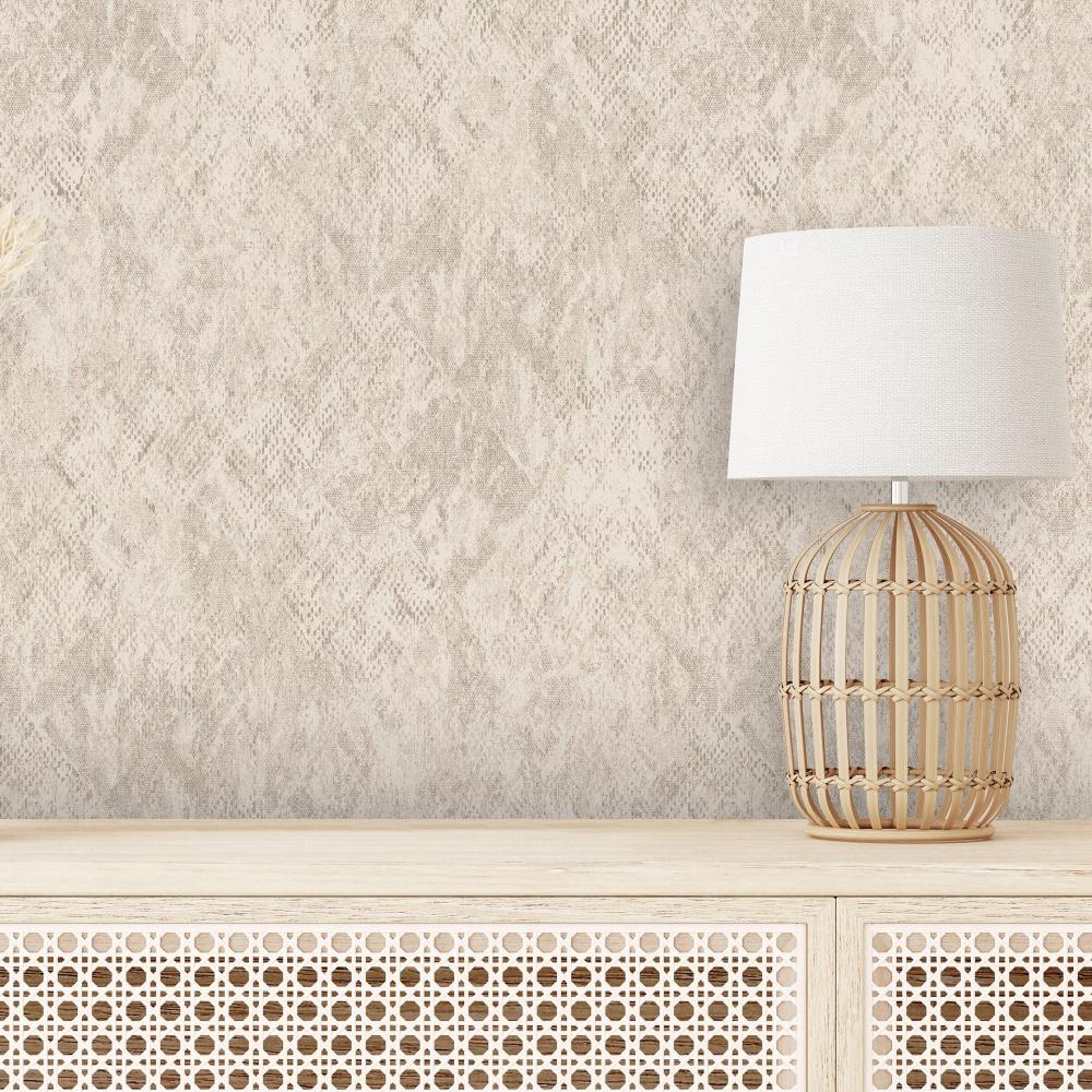 Python Diamond Texture Wallpaper - Beige room view