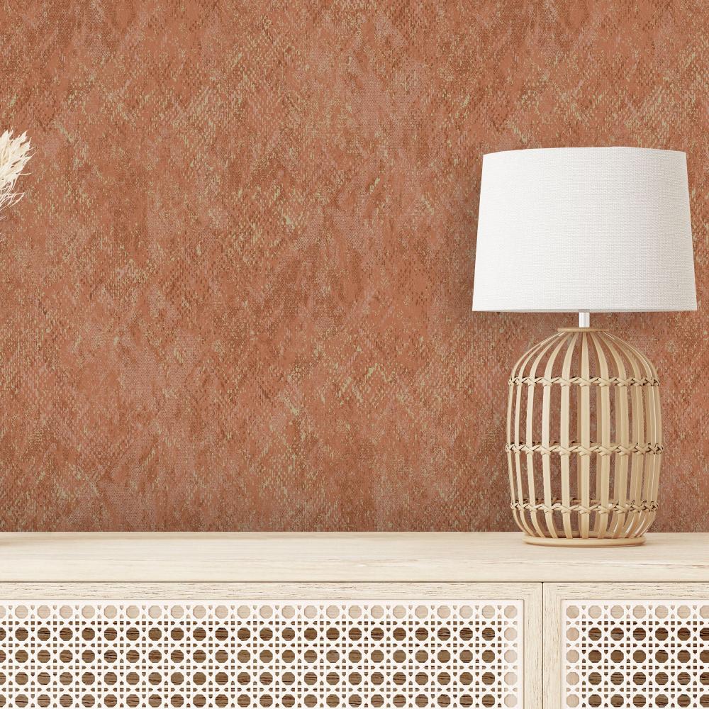 Python Diamond Texture Wallpaper - Terracotta room view