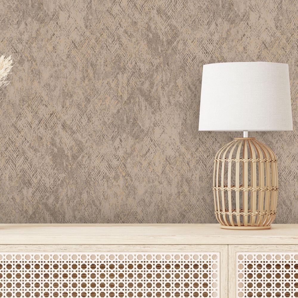 Python Diamond Texture Wallpaper - Taupe room view