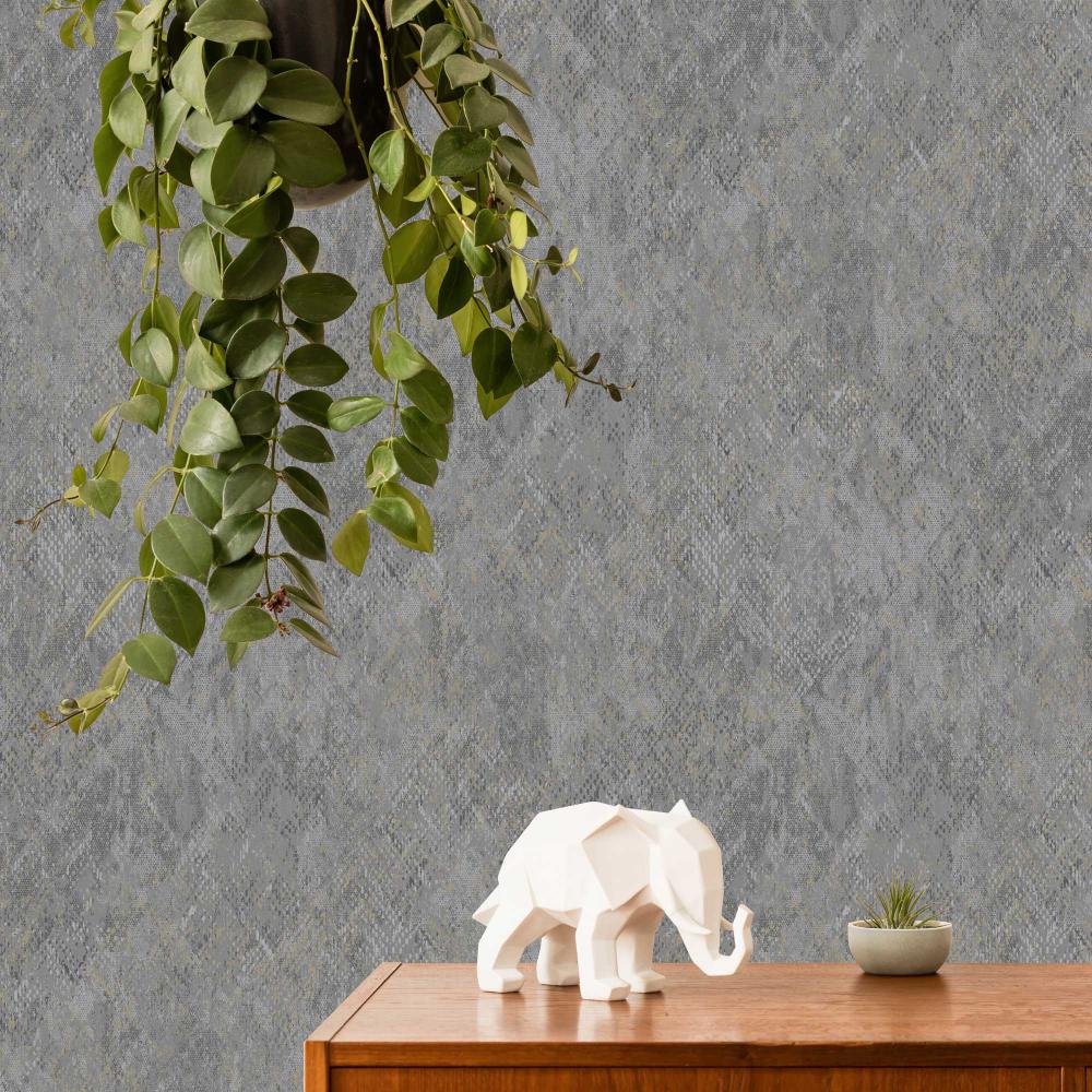 Python Diamond Texture Wallpaper - Dark Grey room view