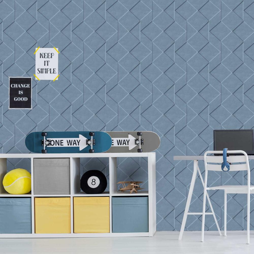 Origami Wallpaper - Blue room view