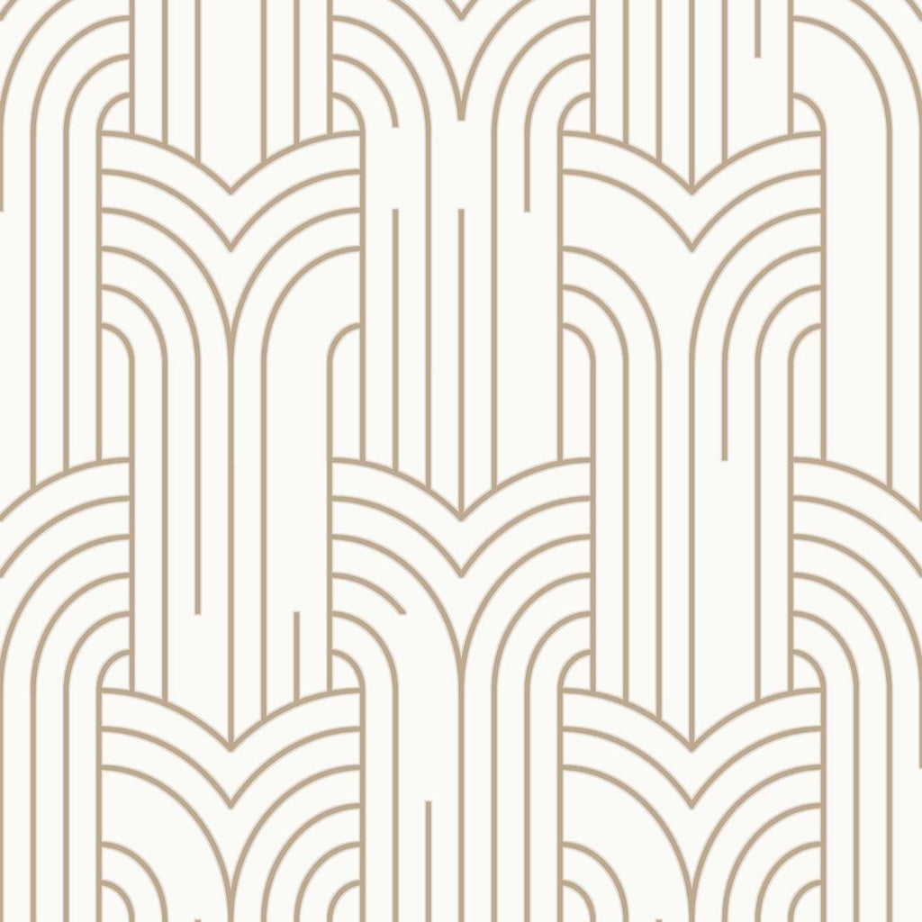 Arch Deco Wallpaper - White and Gold pattern