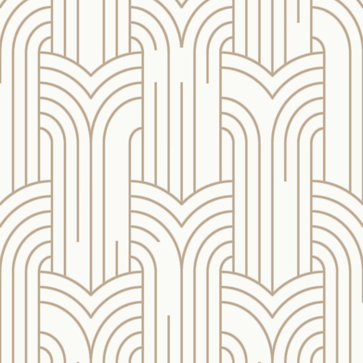 Arch Deco Wallpaper - White and Gold pattern