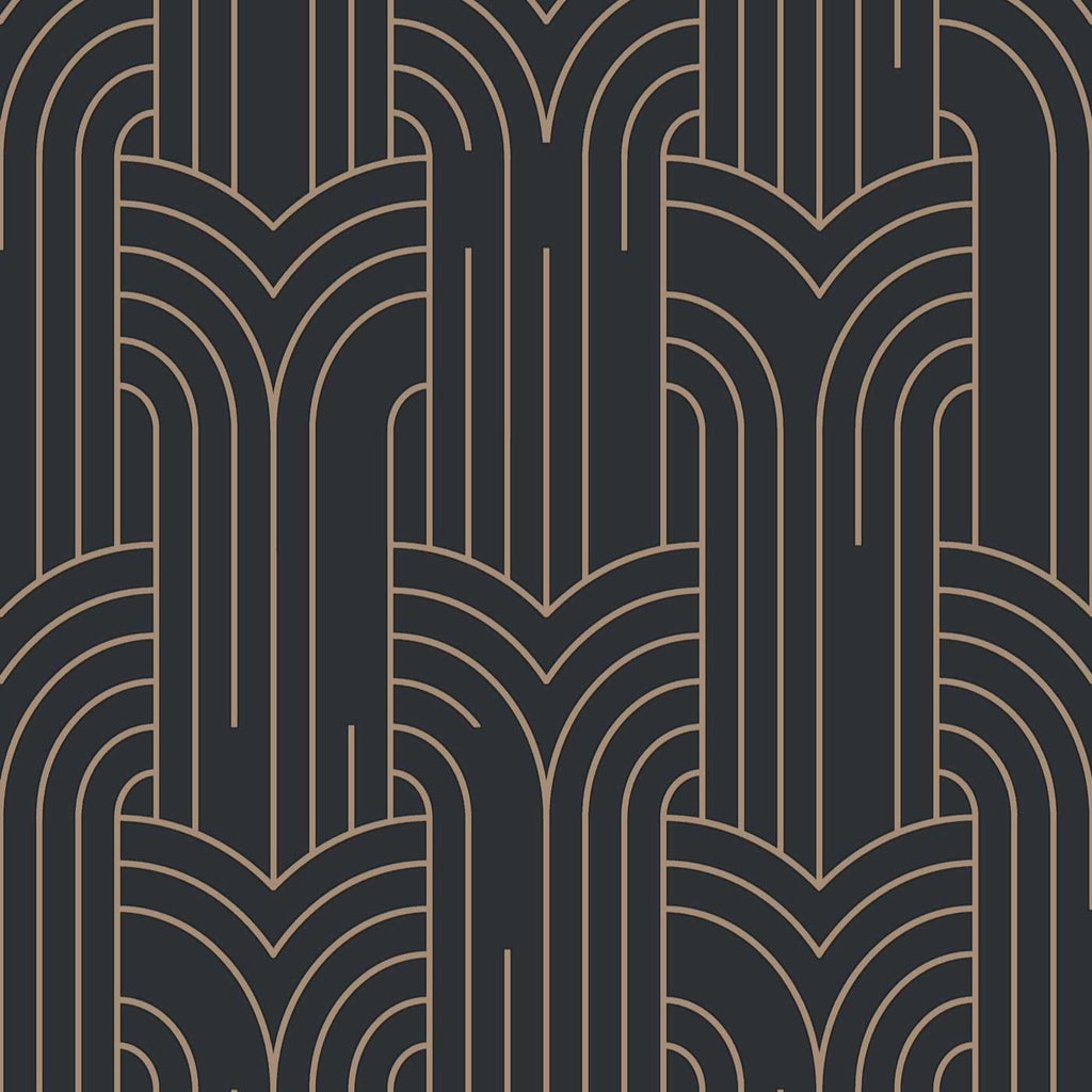Arch Deco Wallpaper - Black and Silver pattern