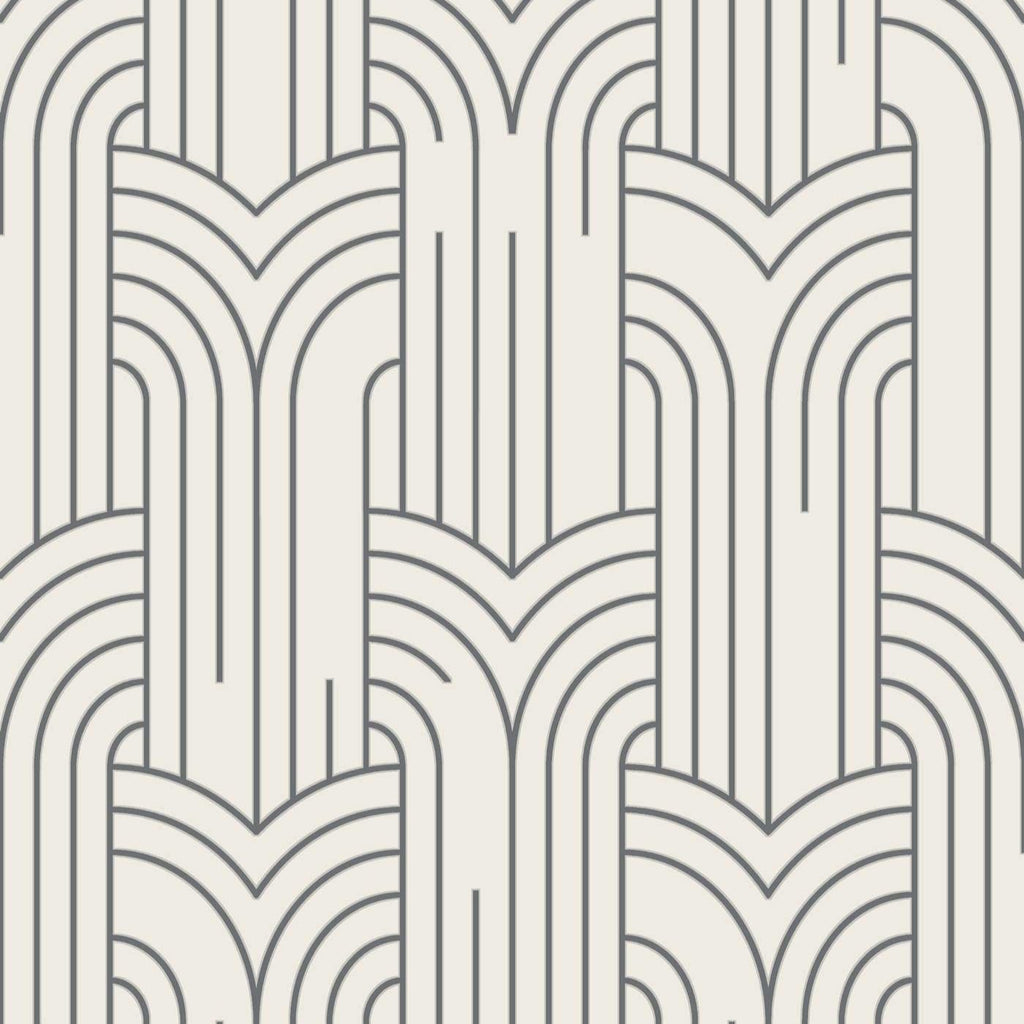 Arch Deco Wallpaper - White and Silver pattern
