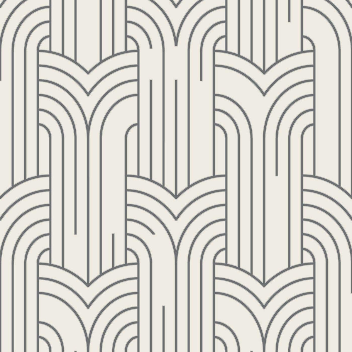 Arch Deco Wallpaper - White and Silver pattern