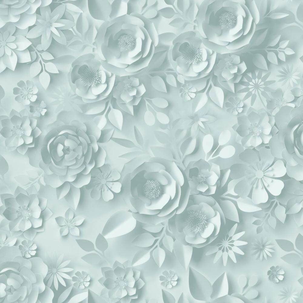 Paper Flowers Wallpaper - Green pattern