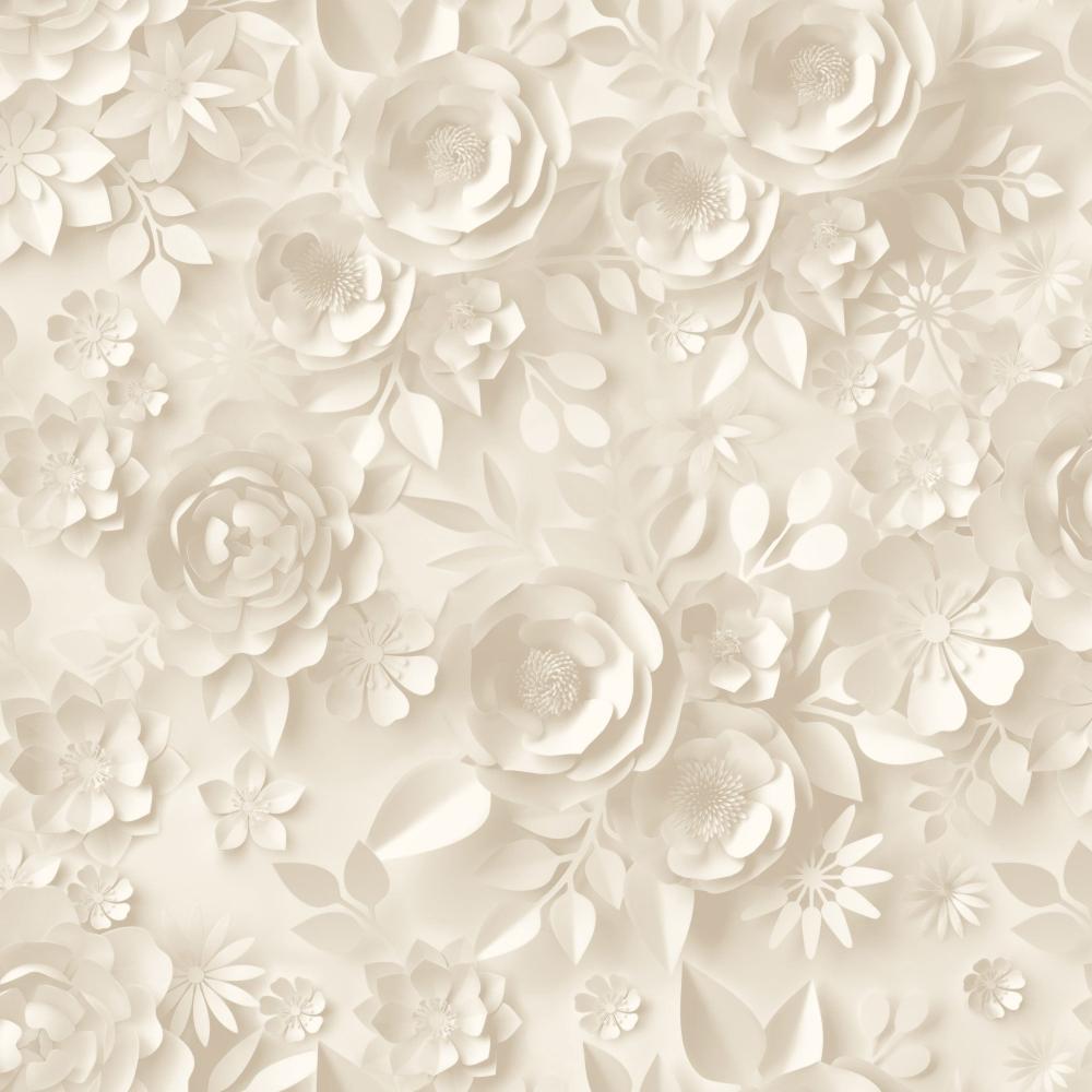 Paper Flowers Wallpaper - Beige pattern