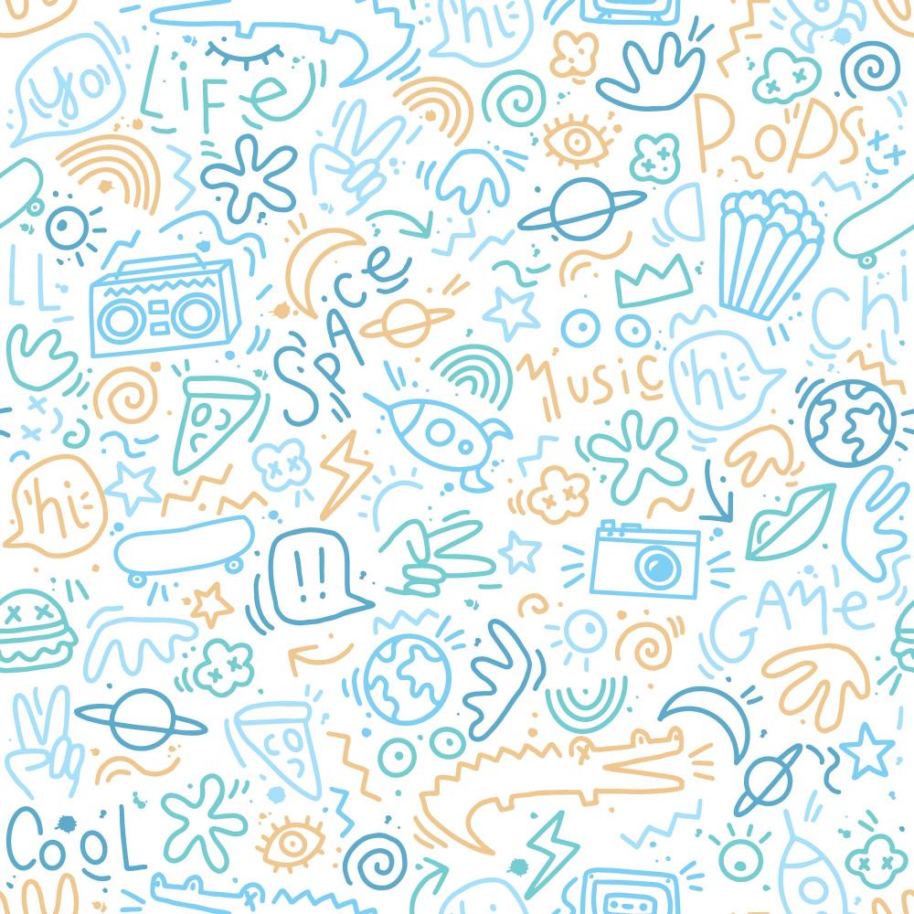 Doodle Wallpaper - Blue pattern