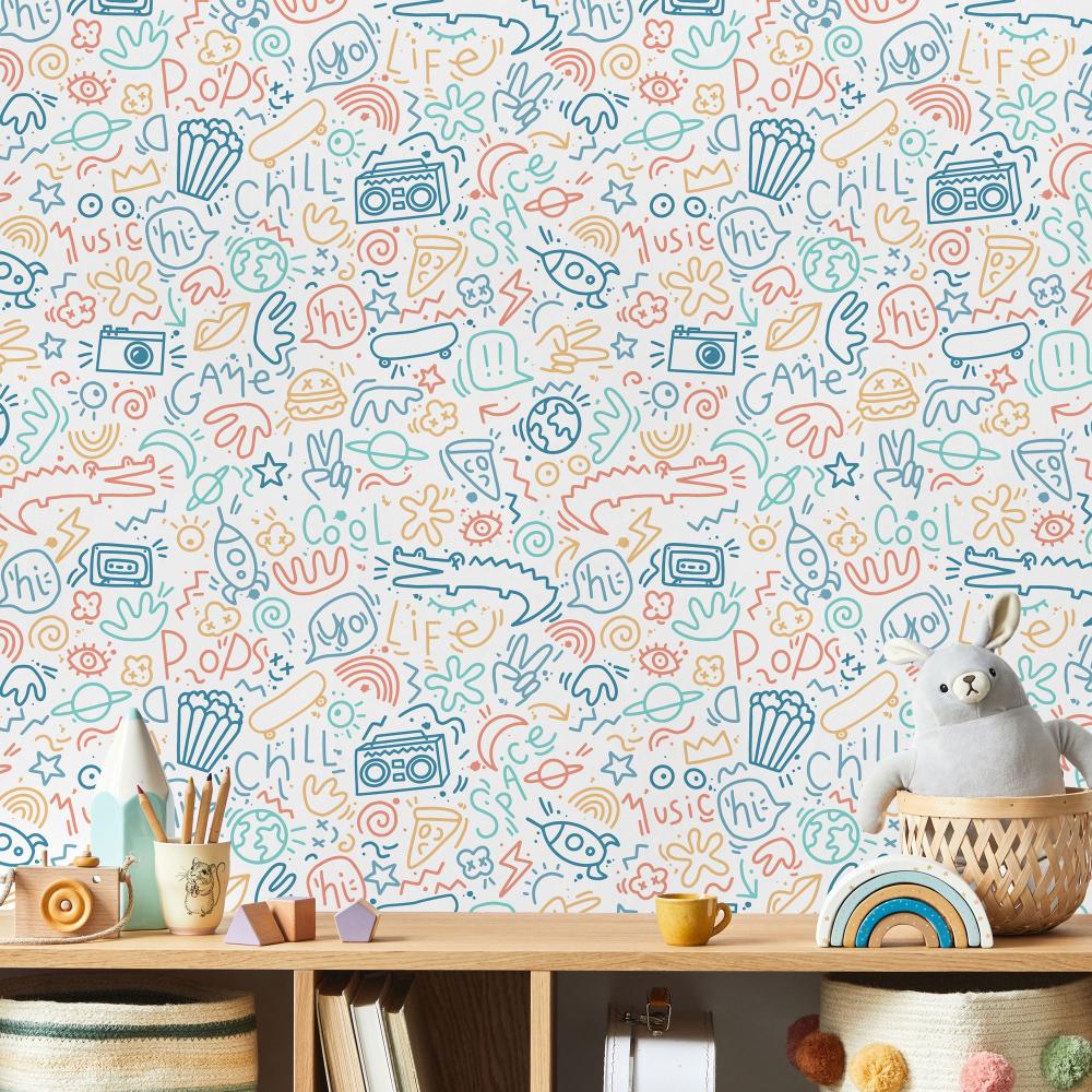 Doodle Wallpaper - Multi room view