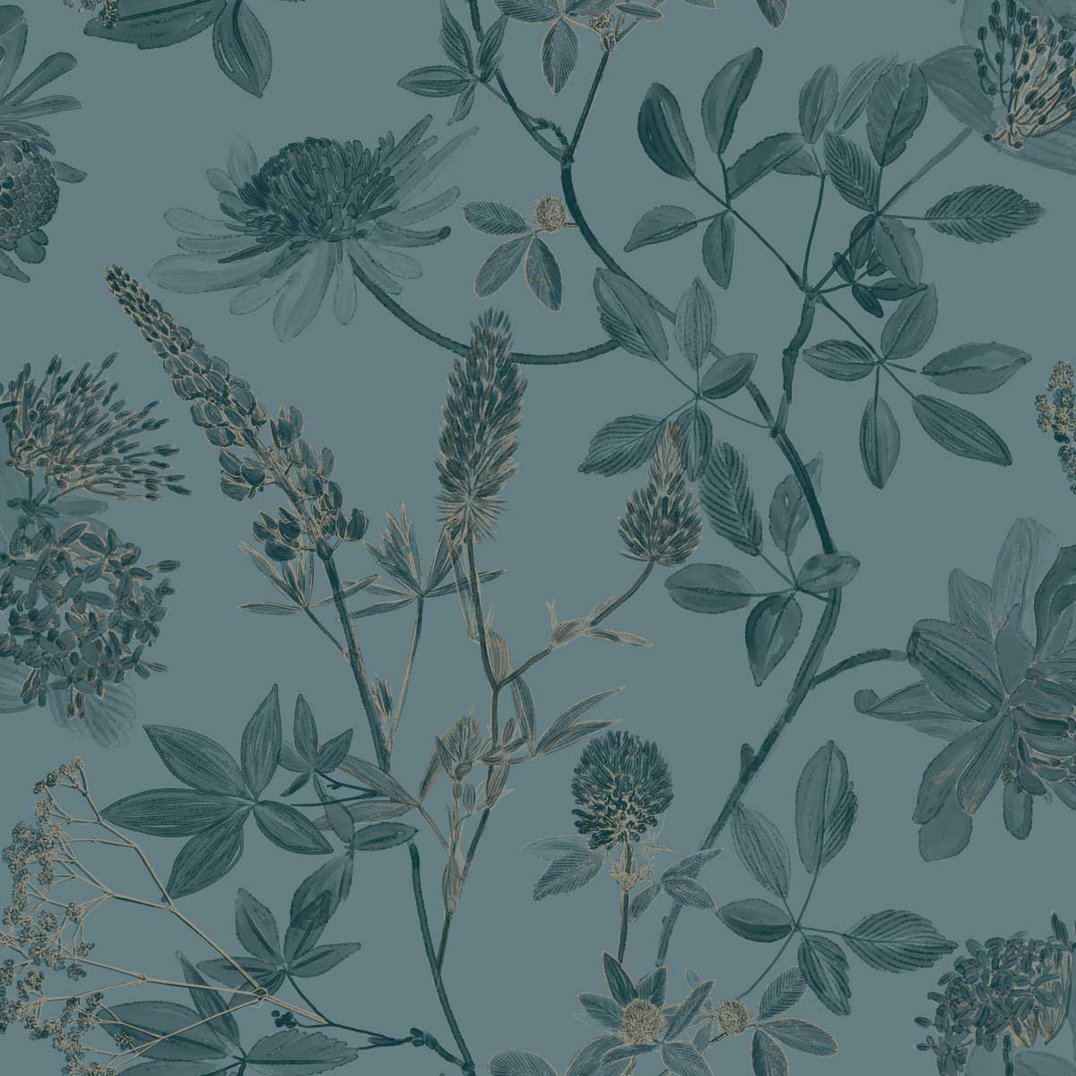 Botanical Print Wallpaper - Green with Green pattern