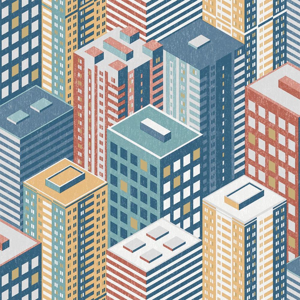 City Blocks Wallpaper - Multicolor pattern