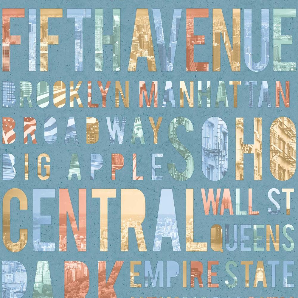 New York Typo Wallpaper - Green pattern