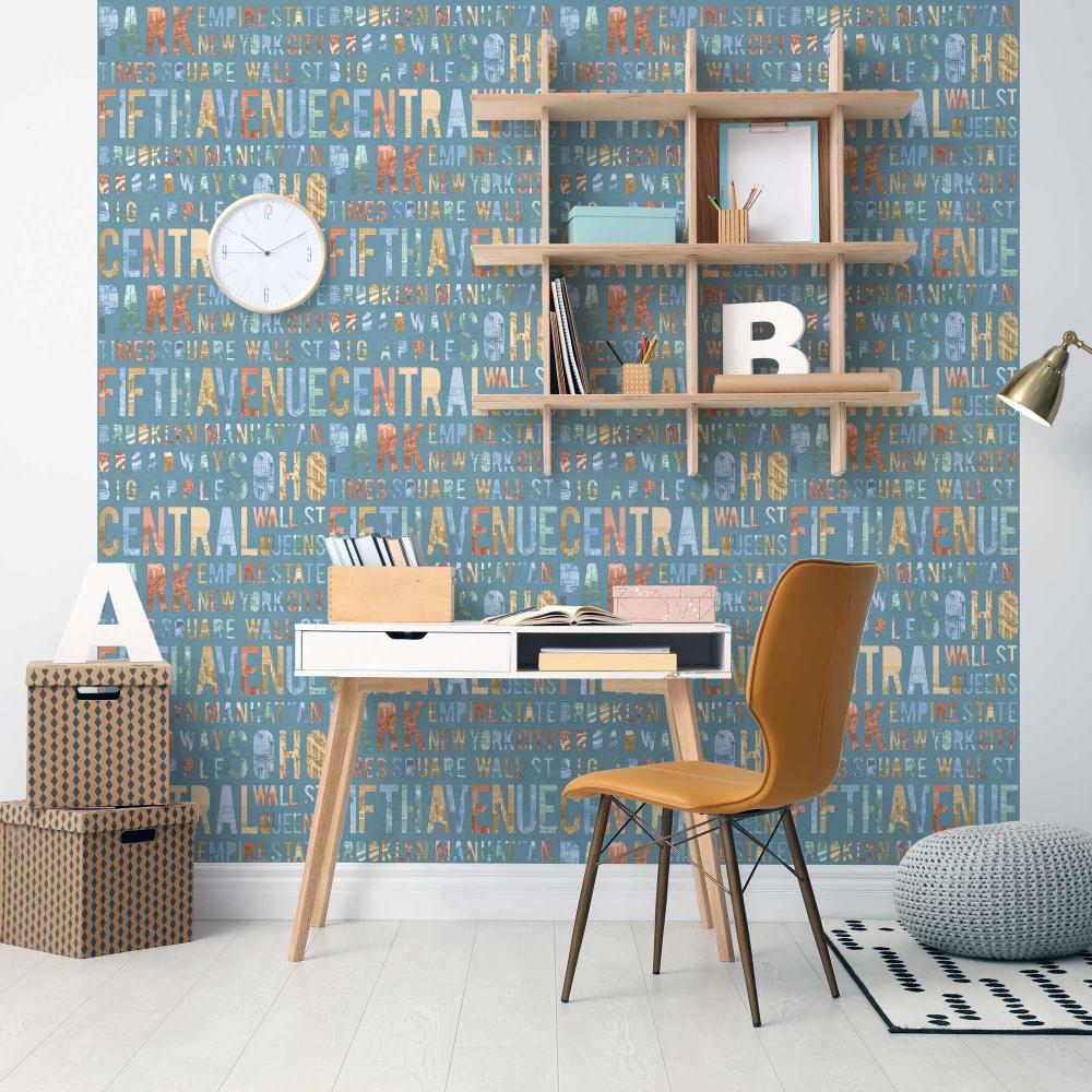 New York Typo Wallpaper - Green room view
