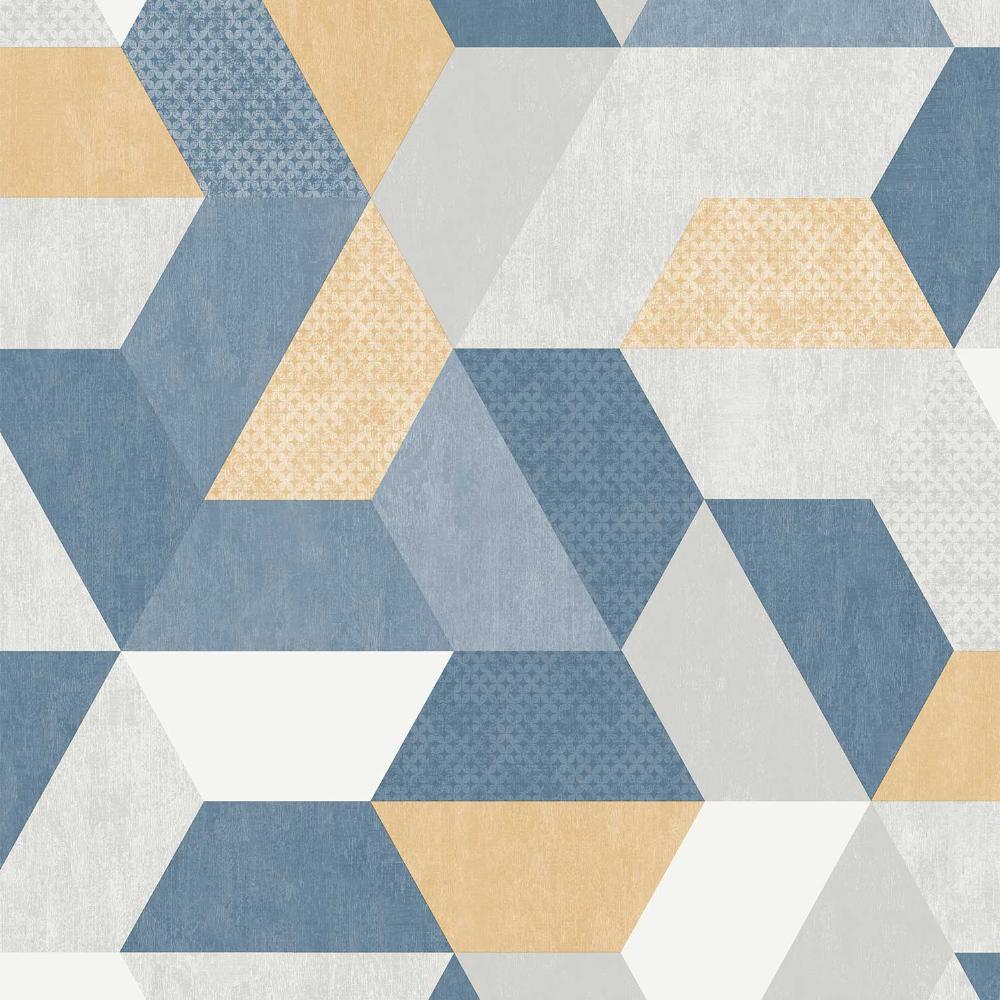 Loft Geometric Wallpaper - Yellow and Blue pattern