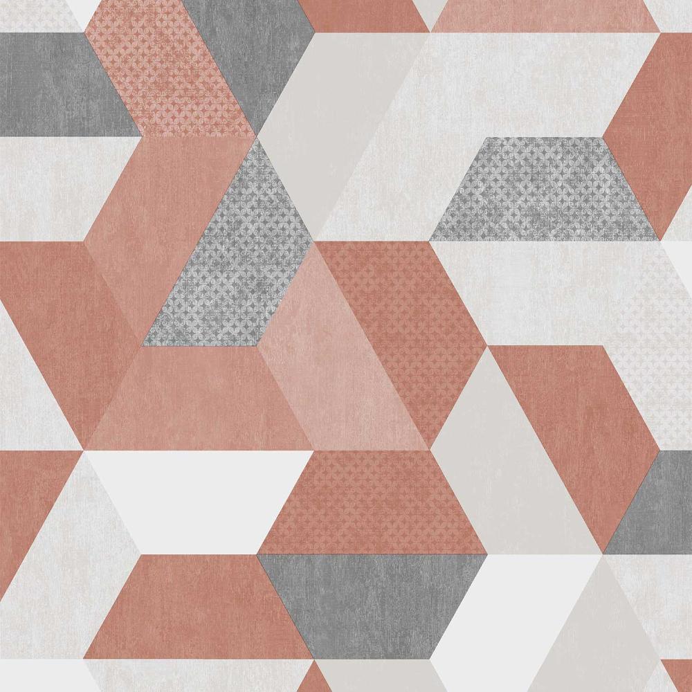 Loft Geometric Wallpaper - Terracotta pattern