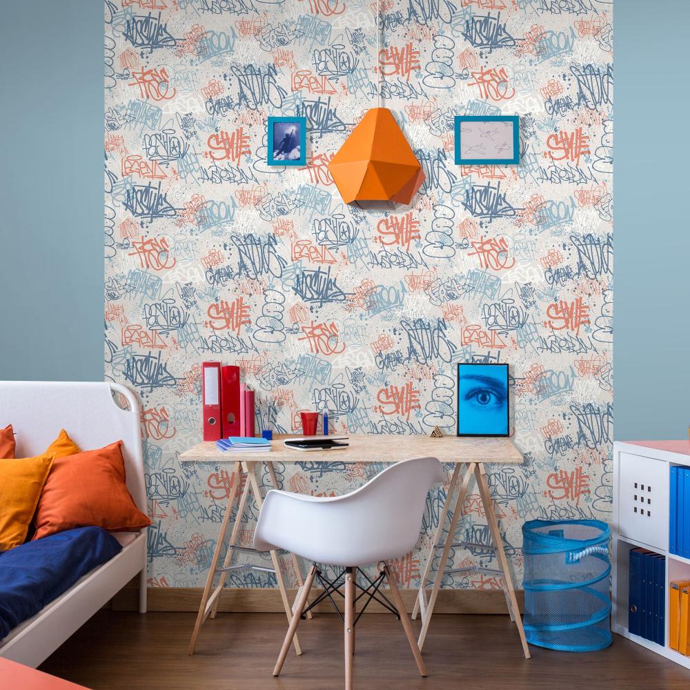 Graffitti Wallpaper - Blue room view
