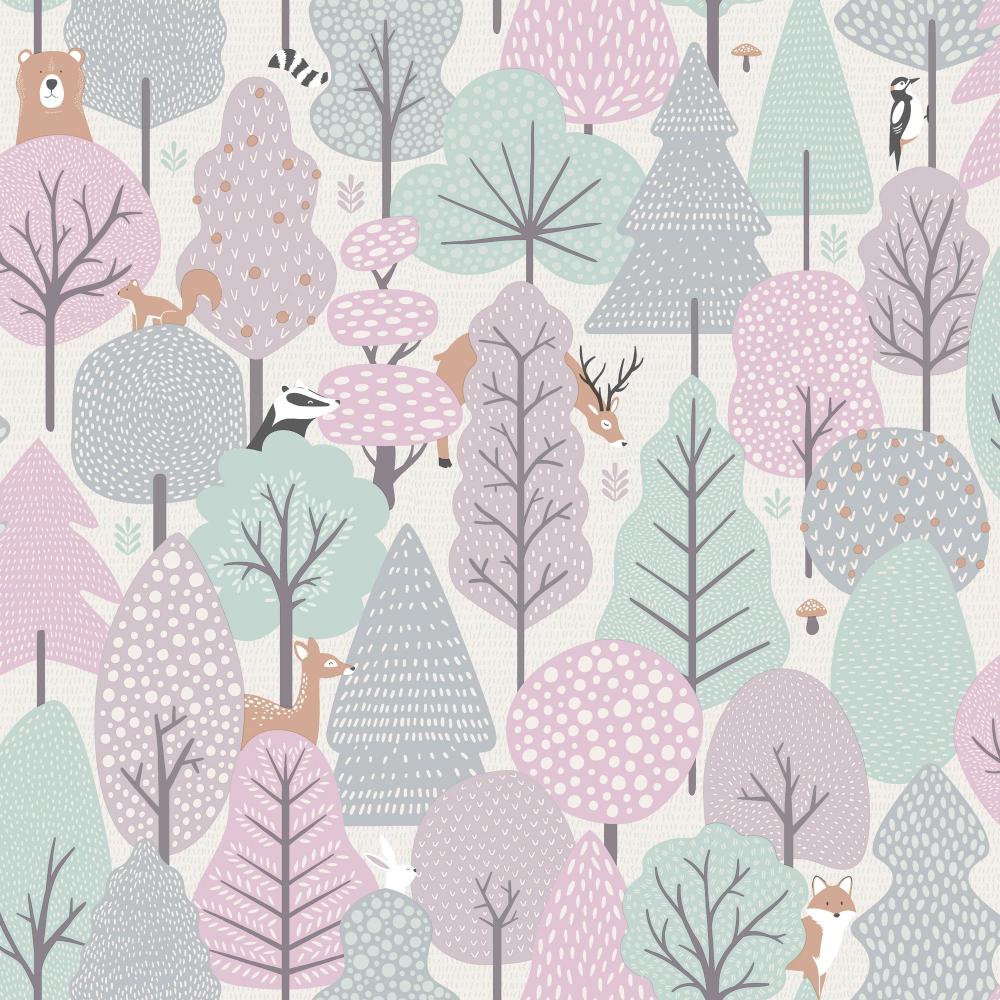 Enchanted Forest Wallpaper - Pink pattern