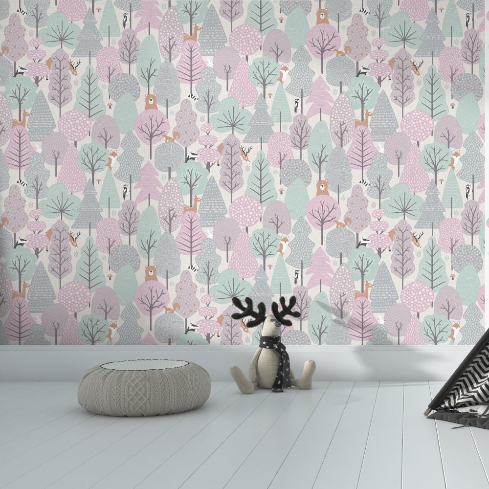 Enchanted Forest Wallpaper - Pink room view