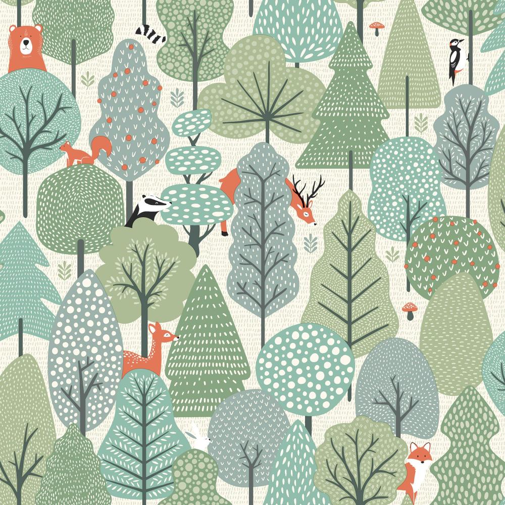 Enchanted Forest Wallpaper - Green pattern