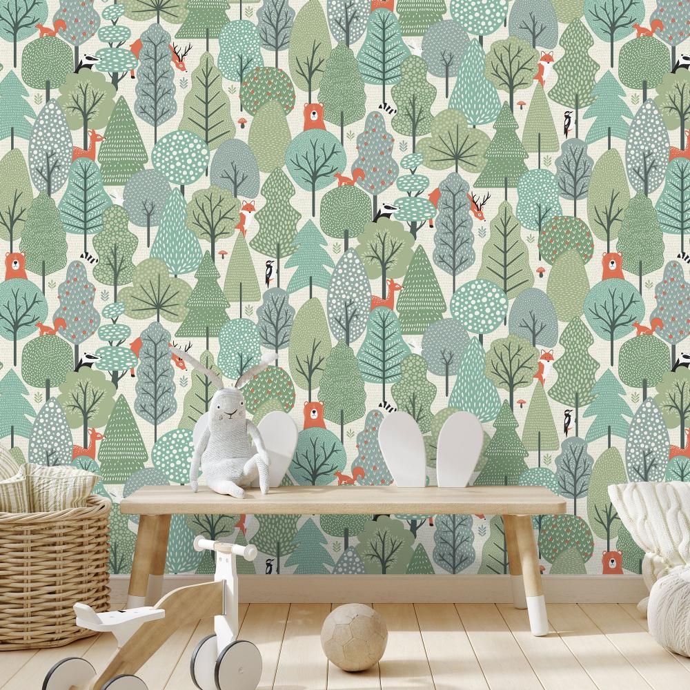 Enchanted Forest Wallpaper - Green room view