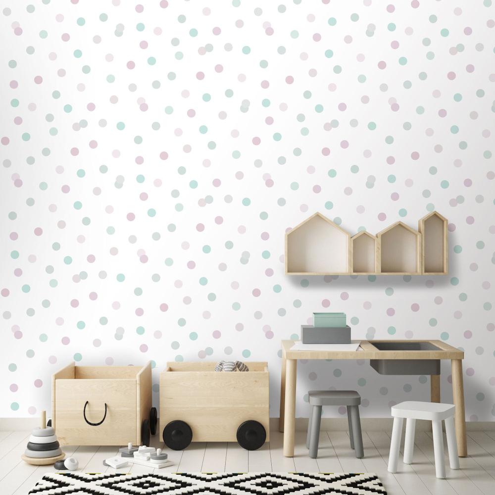 Polka Dot Party Wallpaper - Pink room view