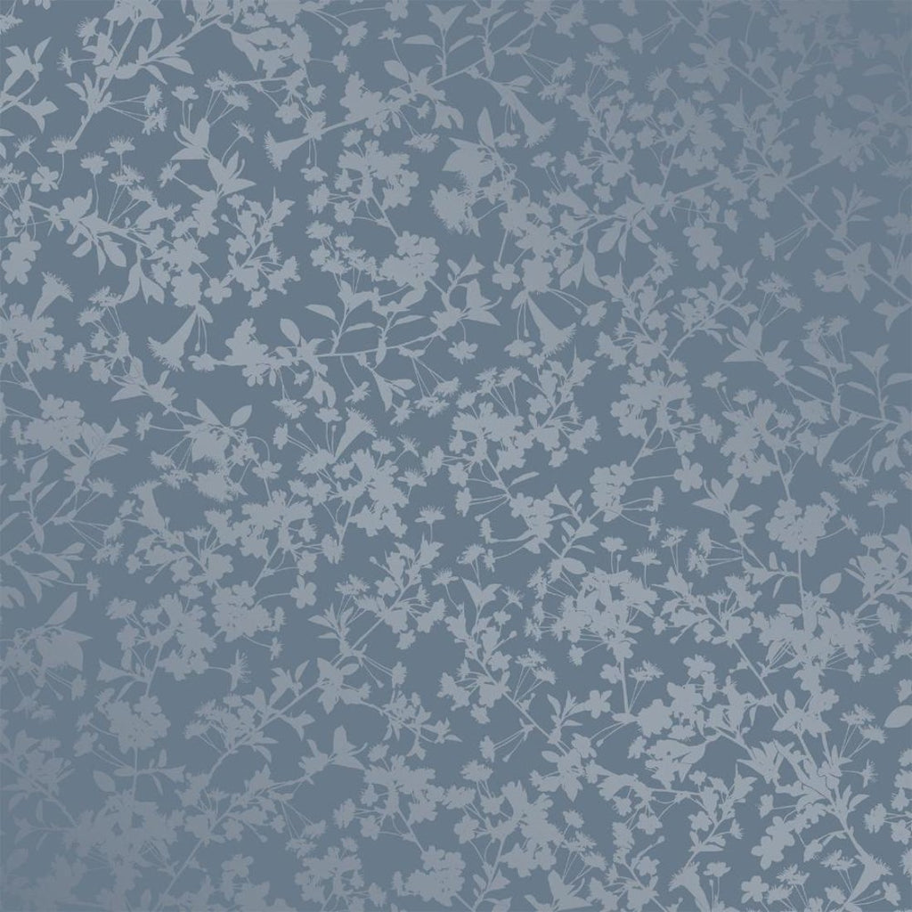 Shimmering Floral Canopy (on Foil) Wallpaper - Blue pattern
