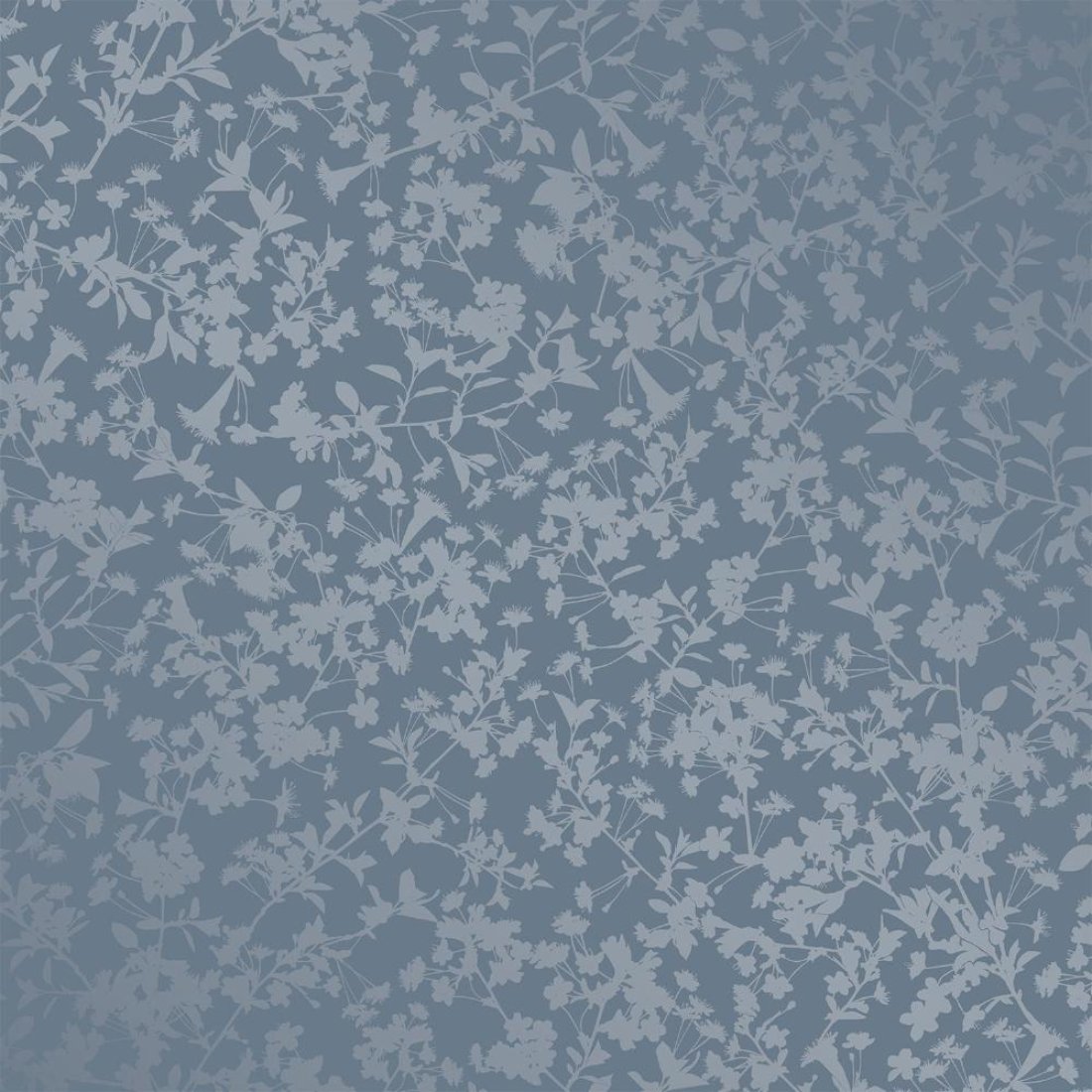 Shimmering Floral Canopy (on Foil) Wallpaper - Blue pattern
