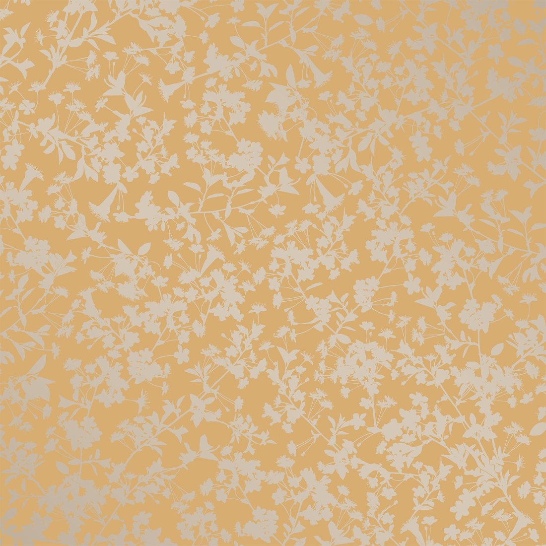 Shimmering Floral Canopy (on Foil) Wallpaper - Yellow pattern