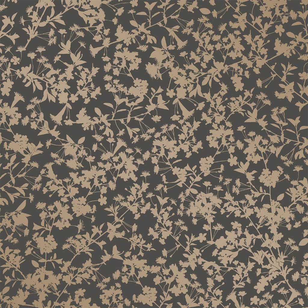 Shimmering Floral Canopy (on Foil) Wallpaper - Black pattern