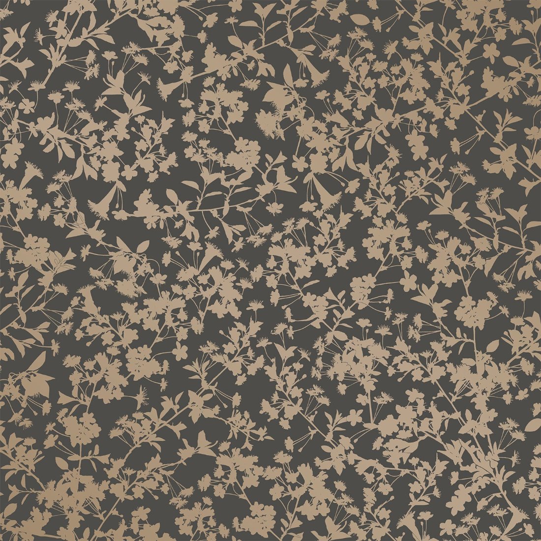 Shimmering Floral Canopy (on Foil) Wallpaper - Black pattern