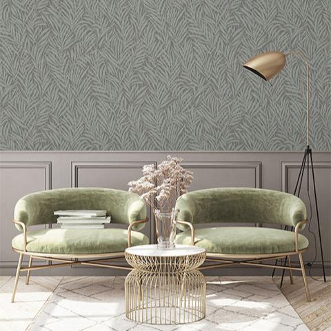 Whispering Leaves Wallpaper - Green room view