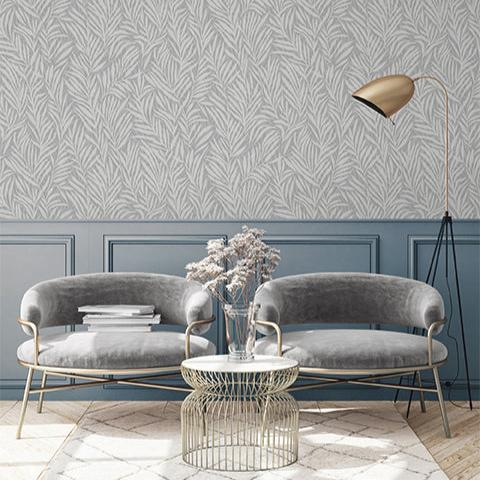 Whispering Leaves Wallpaper - Grey room view