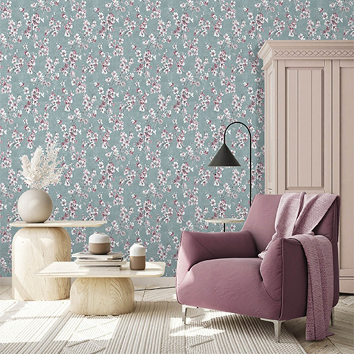 Blossom Reveries Wallpaper - Blue room view