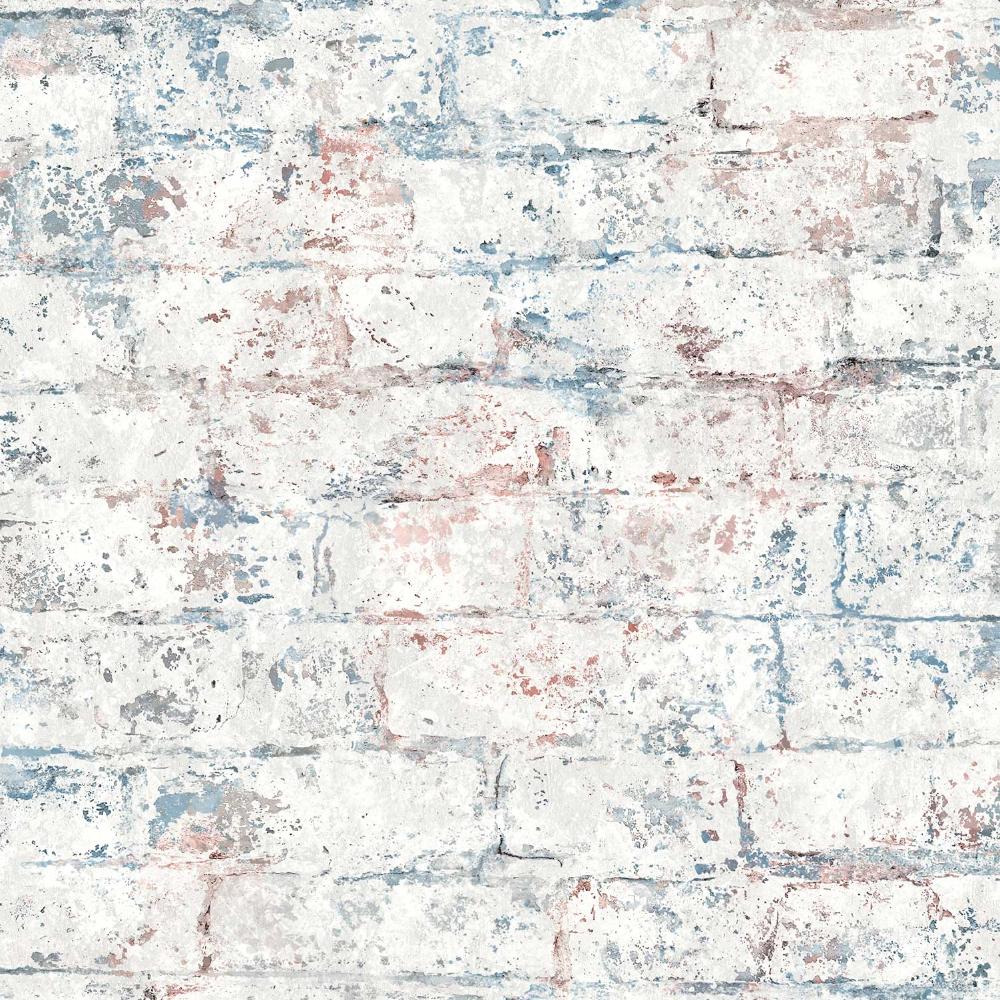 Distressed Bricks Wallpaper - Blue pattern