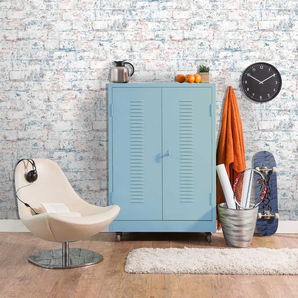 Distressed Bricks Wallpaper - Blue room view