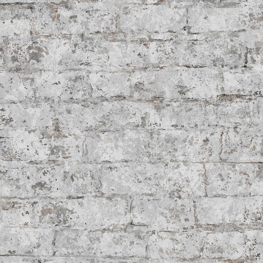 Distressed Bricks Wallpaper - Grey pattern