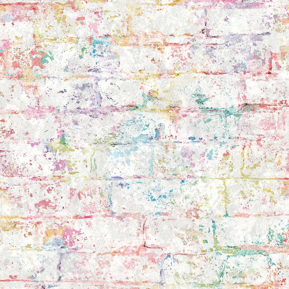 Distressed Bricks Wallpaper - Multicolor pattern