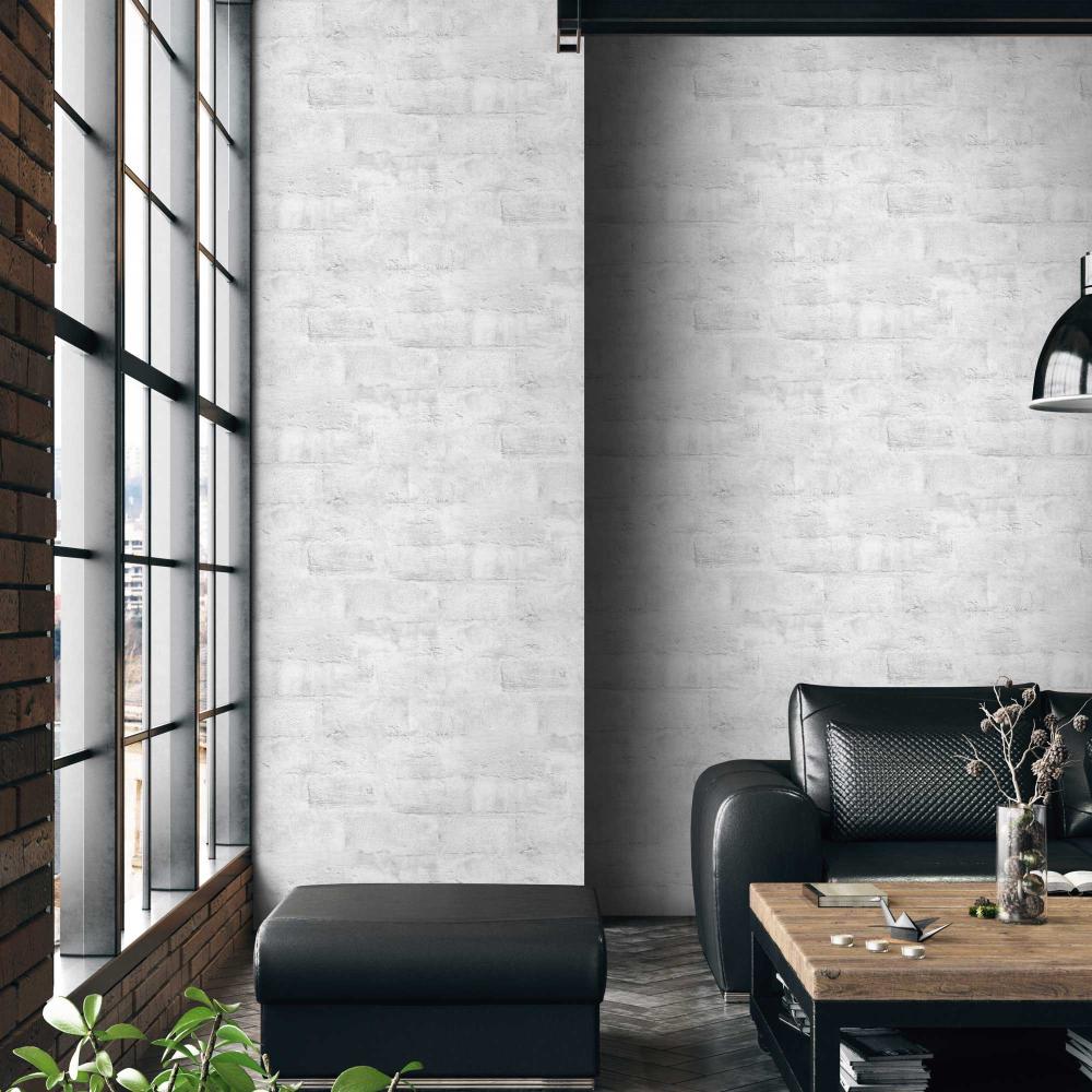 Painted Loft Bricks Wallpaper - White room view