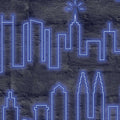 Neon City Skyline Wallpaper - Blue pattern
